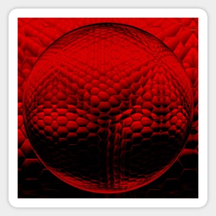 spherical hexagonal mosaic design in vivid red Sticker